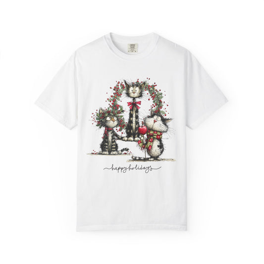 🐾 “Meowvy Christmas” Unisex Garment-Dyed T-Shirt - TC303