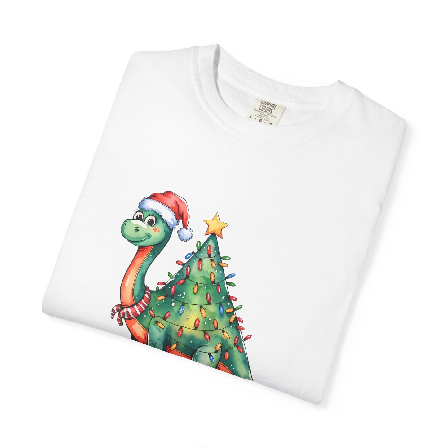 🦖 T-shirt unisexe teint en pièce « Happy Christmasaurus » - TC404