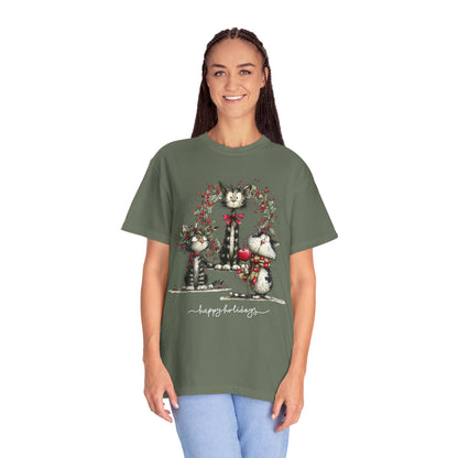 🐾 “Meowvy Christmas” Unisex Garment-Dyed T-Shirt - TC303