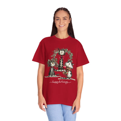 🐾 “Meowvy Christmas” Unisex Garment-Dyed T-Shirt - TC303