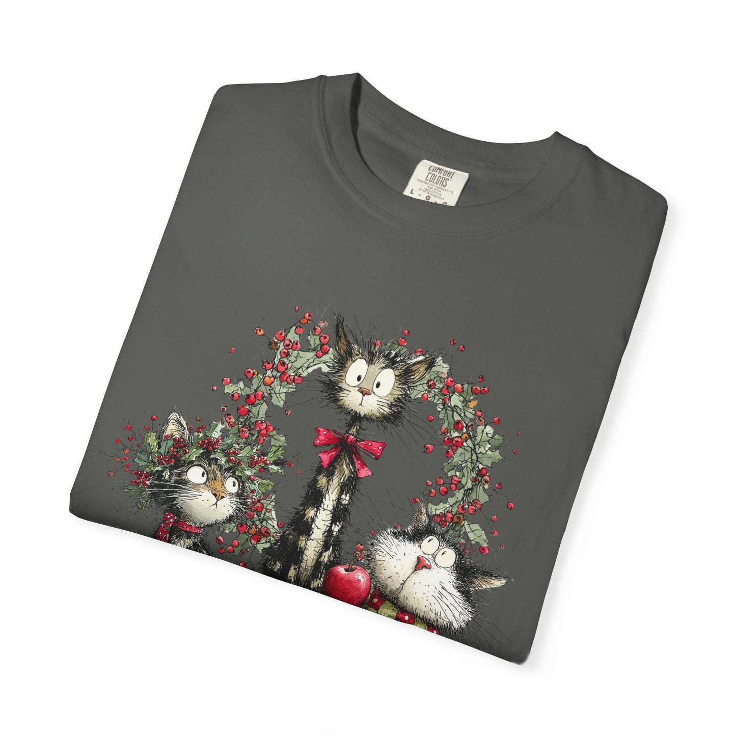 🐾 “Meowvy Christmas” Unisex Garment-Dyed T-Shirt - TC303