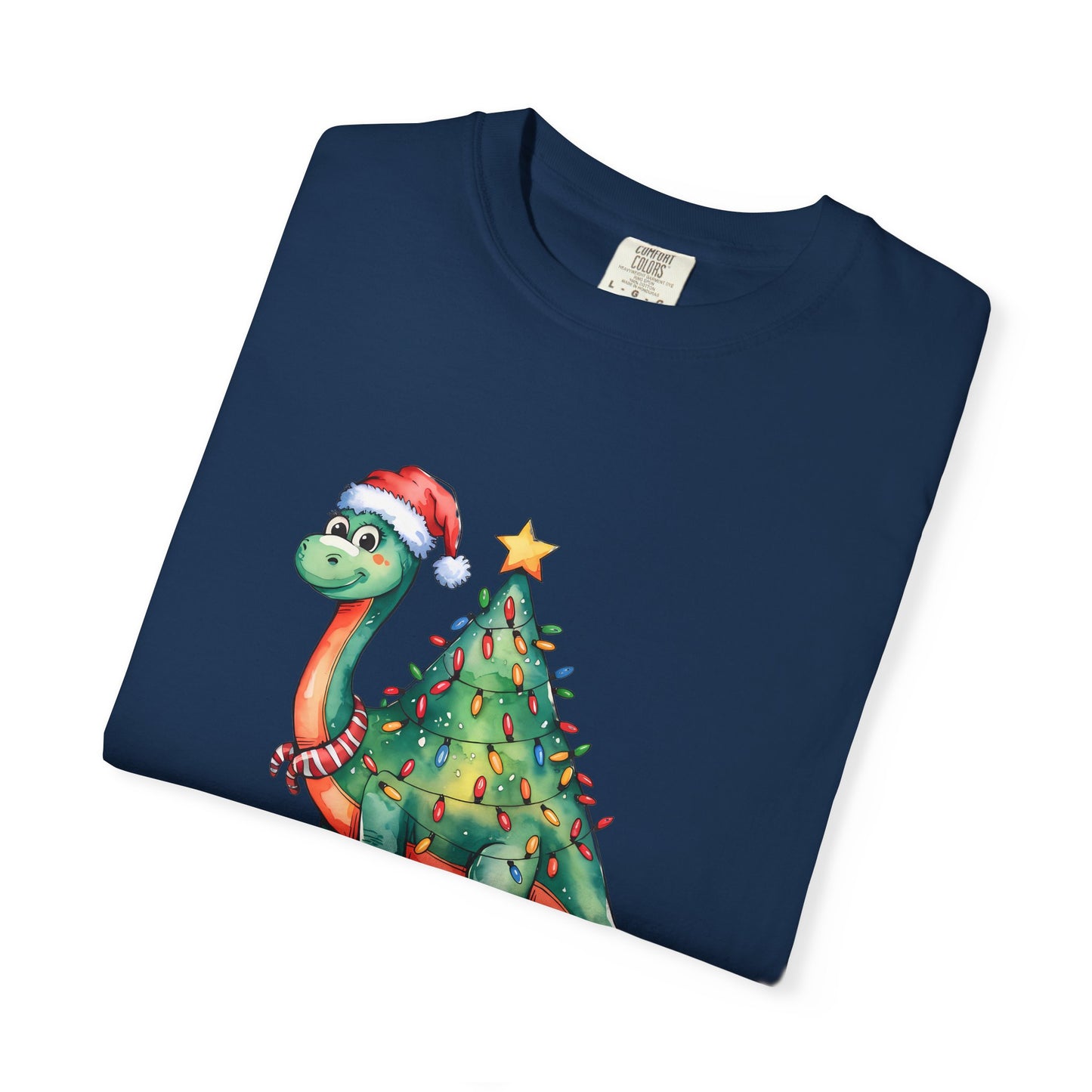 🦖 T-shirt unisexe teint en pièce « Happy Christmasaurus » - TC404