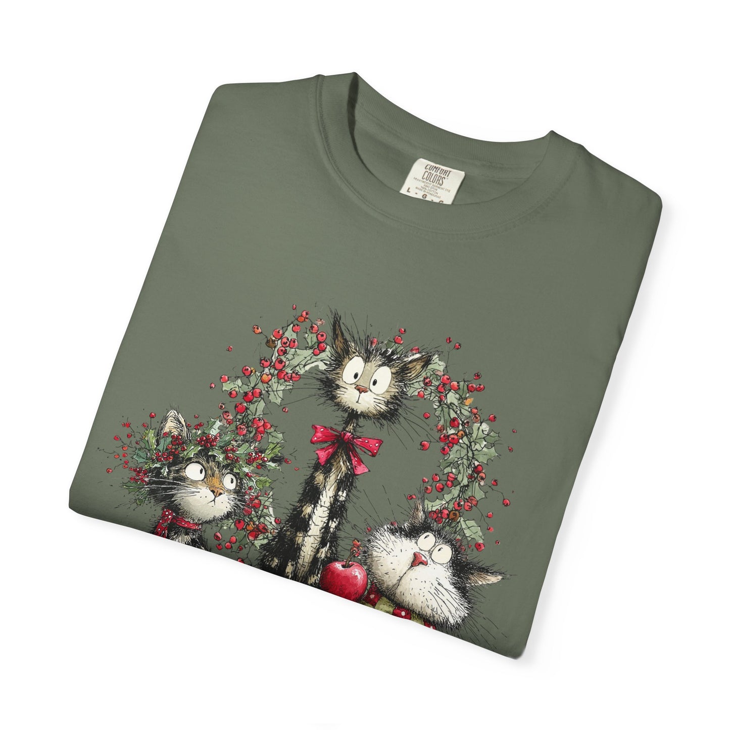 🐾 “Meowvy Christmas” Unisex Garment-Dyed T-Shirt - TC303