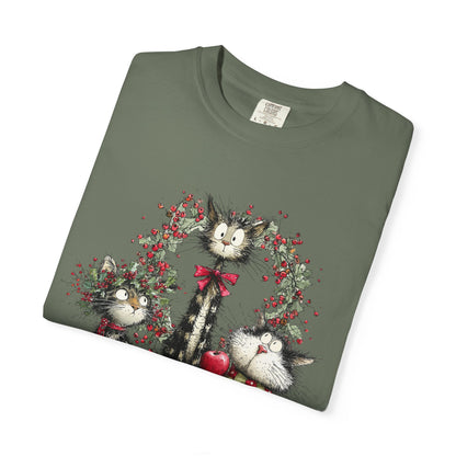 🐾 “Meowvy Christmas” Unisex Garment-Dyed T-Shirt - TC303