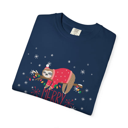 🎄 T-shirt unisexe teint en pièce « Joyeux Noël » - TC401
