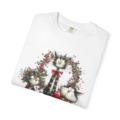 🐾 “Meowvy Christmas” Unisex Garment-Dyed T-Shirt - TC303