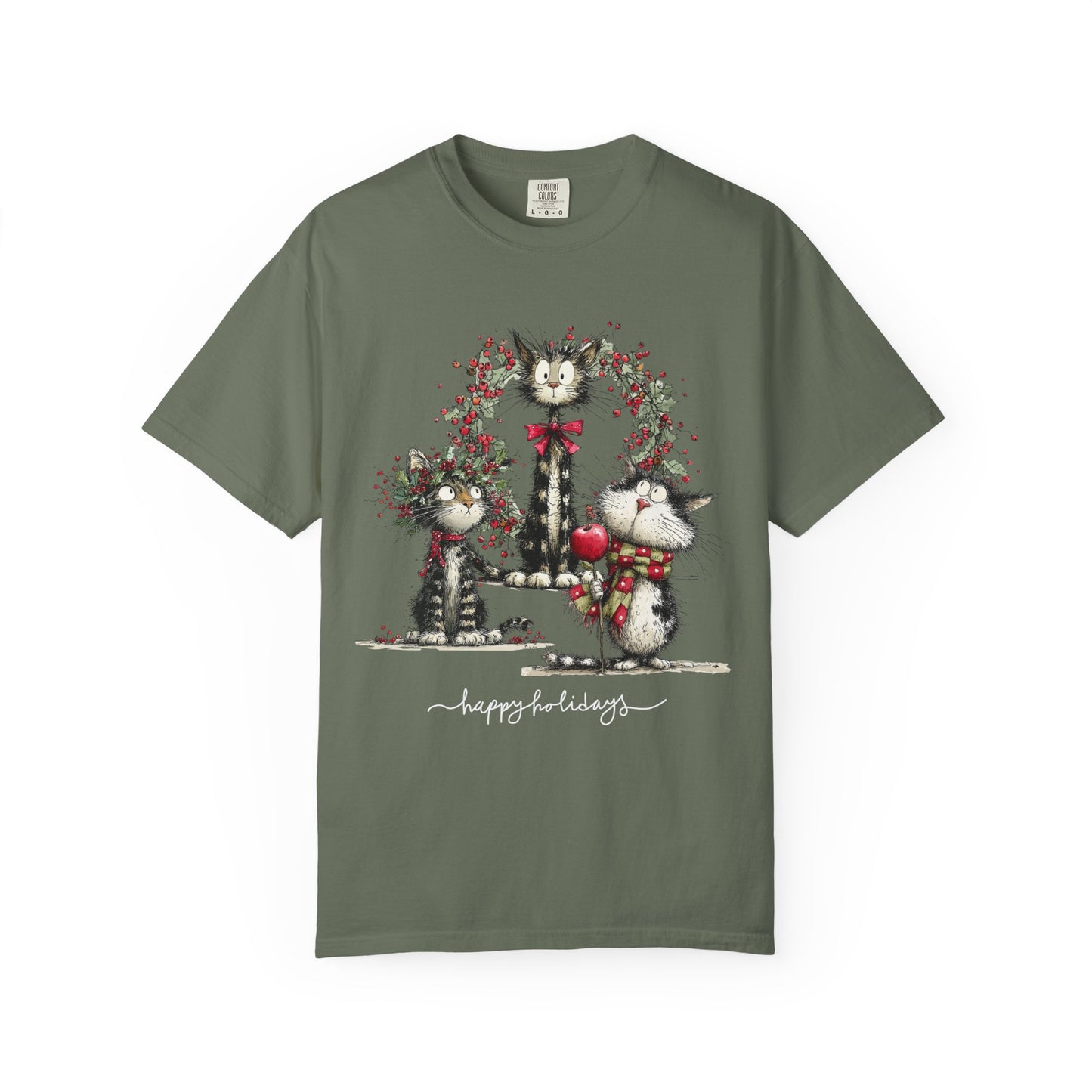 🐾 “Meowvy Christmas” Unisex Garment-Dyed T-Shirt - TC303