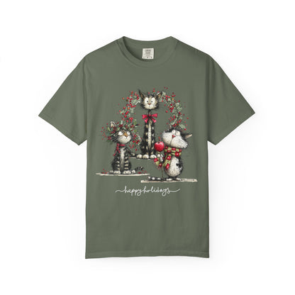 🐾 “Meowvy Christmas” Unisex Garment-Dyed T-Shirt - TC303