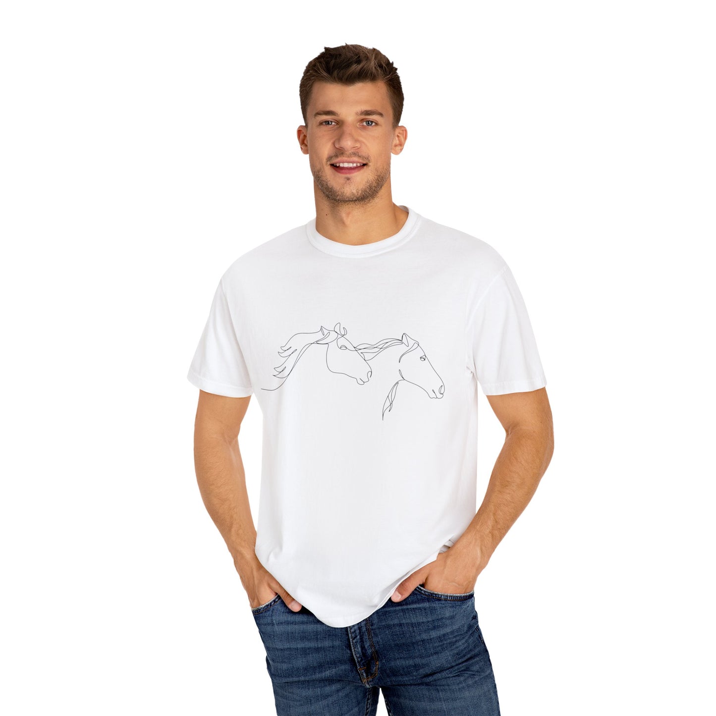 🐎 “Two Horses” Unisex Garment-Dyed T-Shirt – TAN114