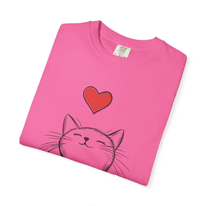 🐱 “Cute Cat Love” Unisex Garment-Dyed T-Shirt - TAN111