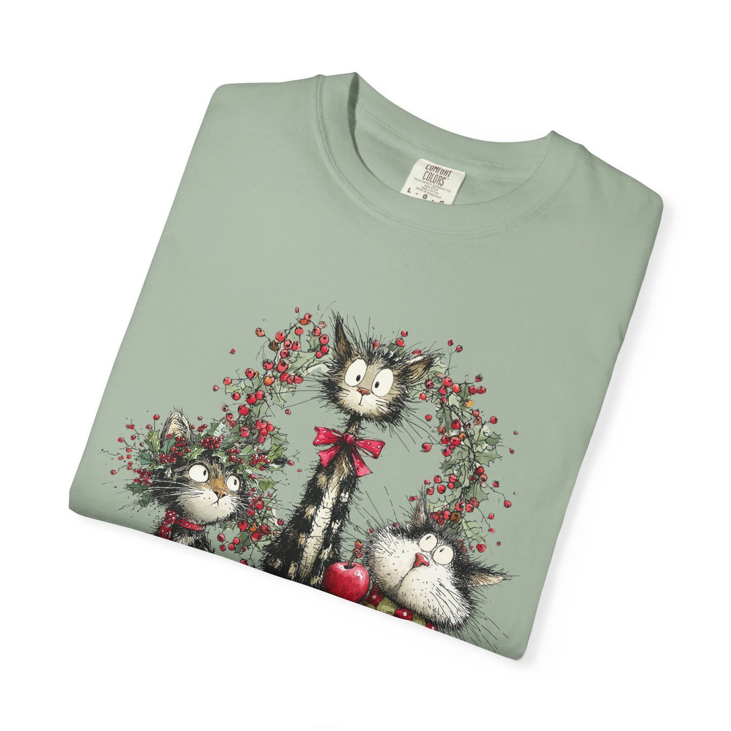🐾 “Meowvy Christmas” Unisex Garment-Dyed T-Shirt - TC303