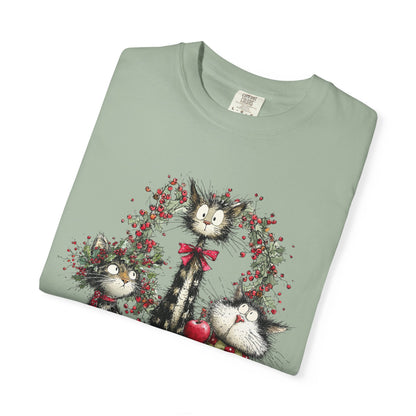 🐾 “Meowvy Christmas” Unisex Garment-Dyed T-Shirt - TC303