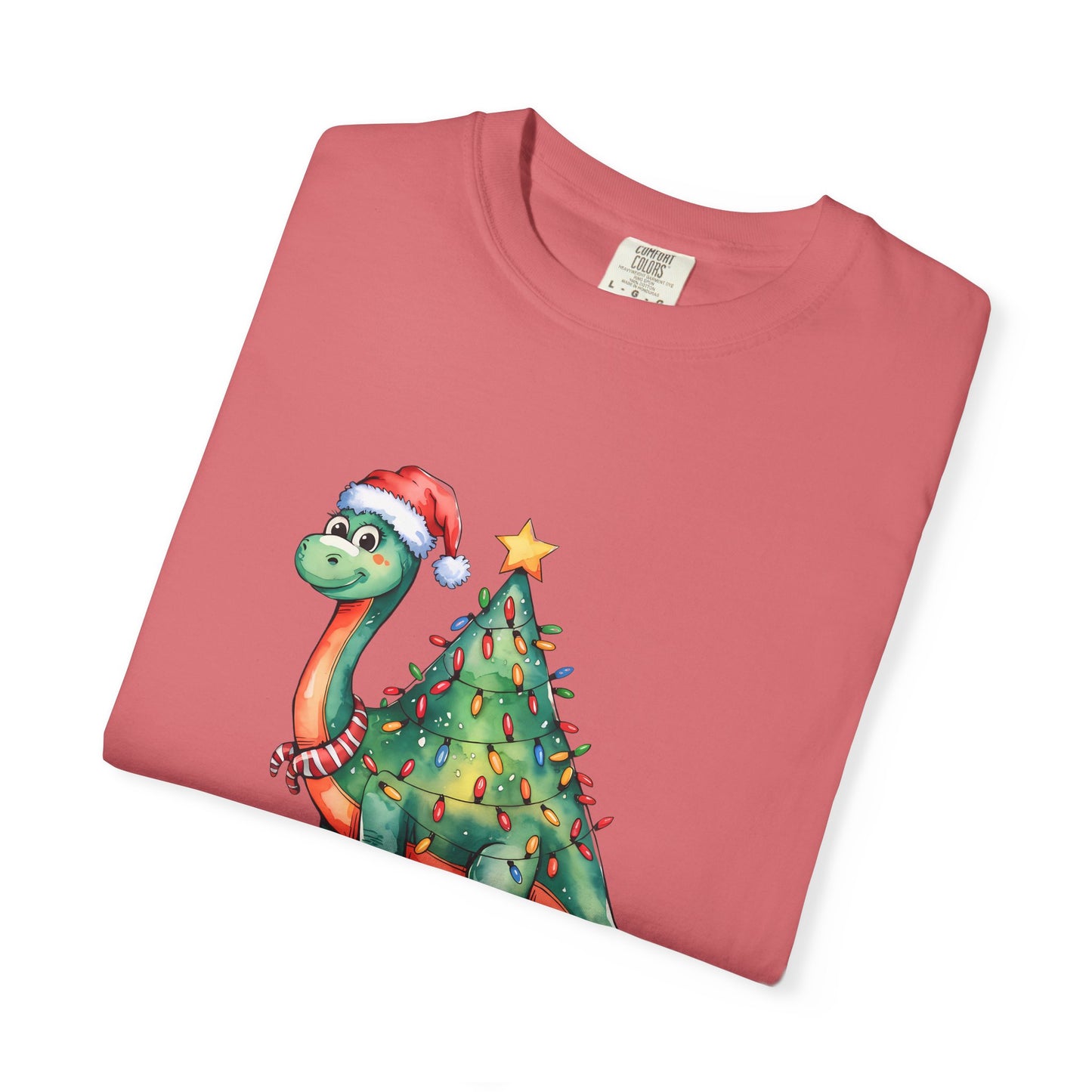 🦖 T-shirt unisexe teint en pièce « Happy Christmasaurus » - TC404