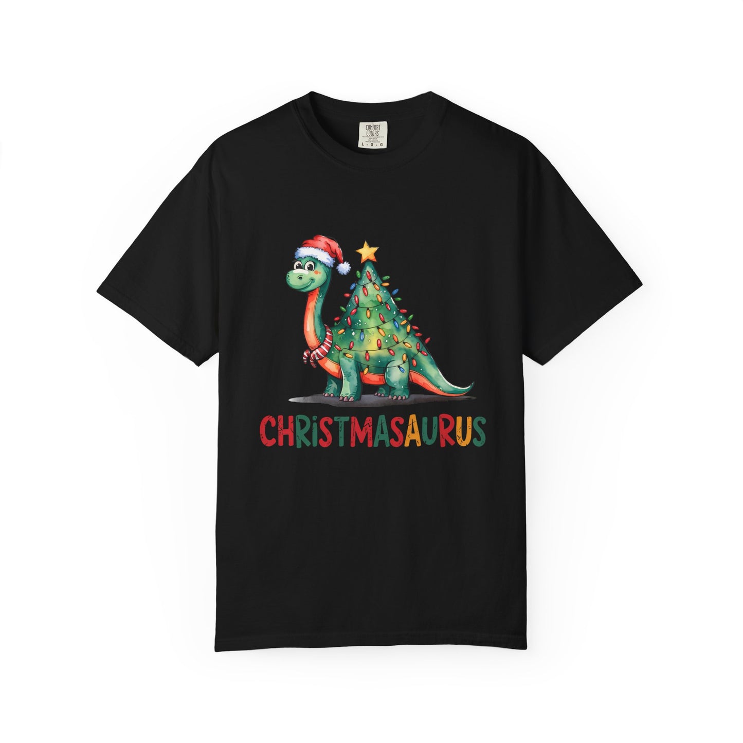 🦖 T-shirt unisexe teint en pièce « Happy Christmasaurus » - TC404