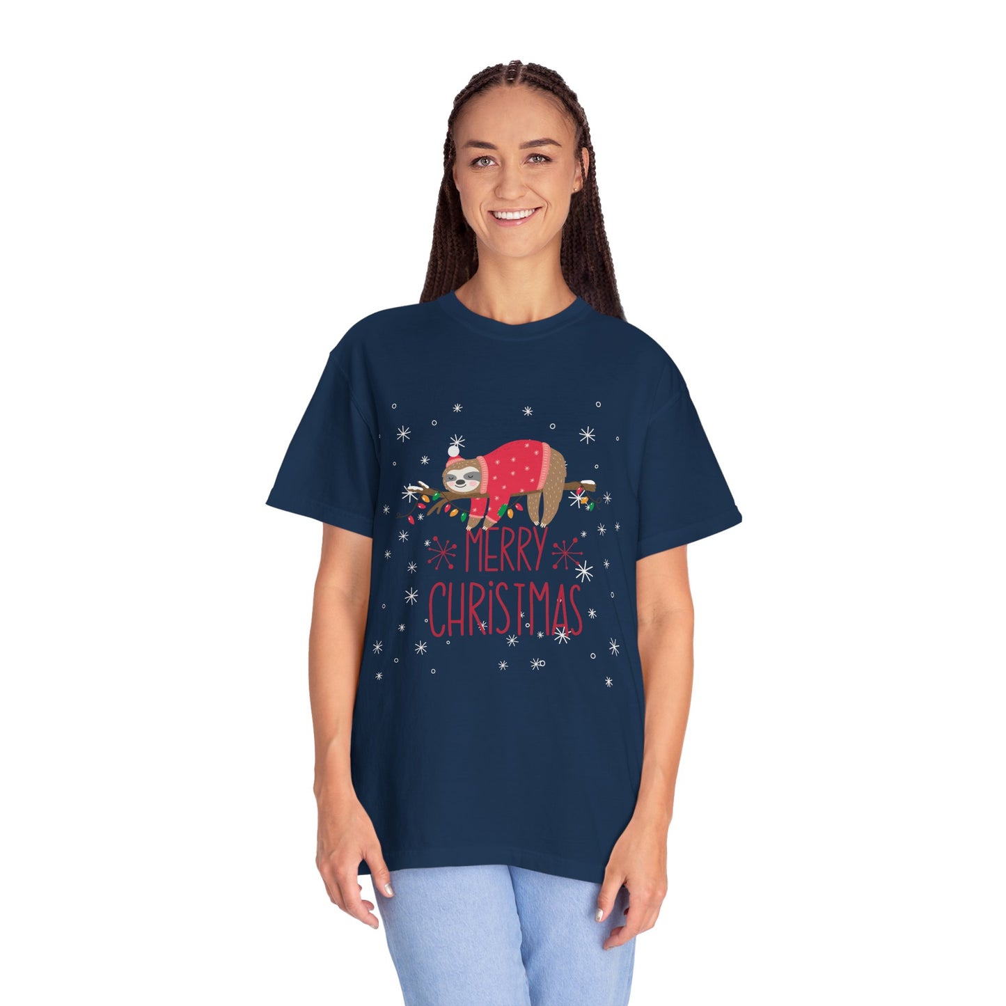🎄 T-shirt unisexe teint en pièce « Joyeux Noël » - TC401