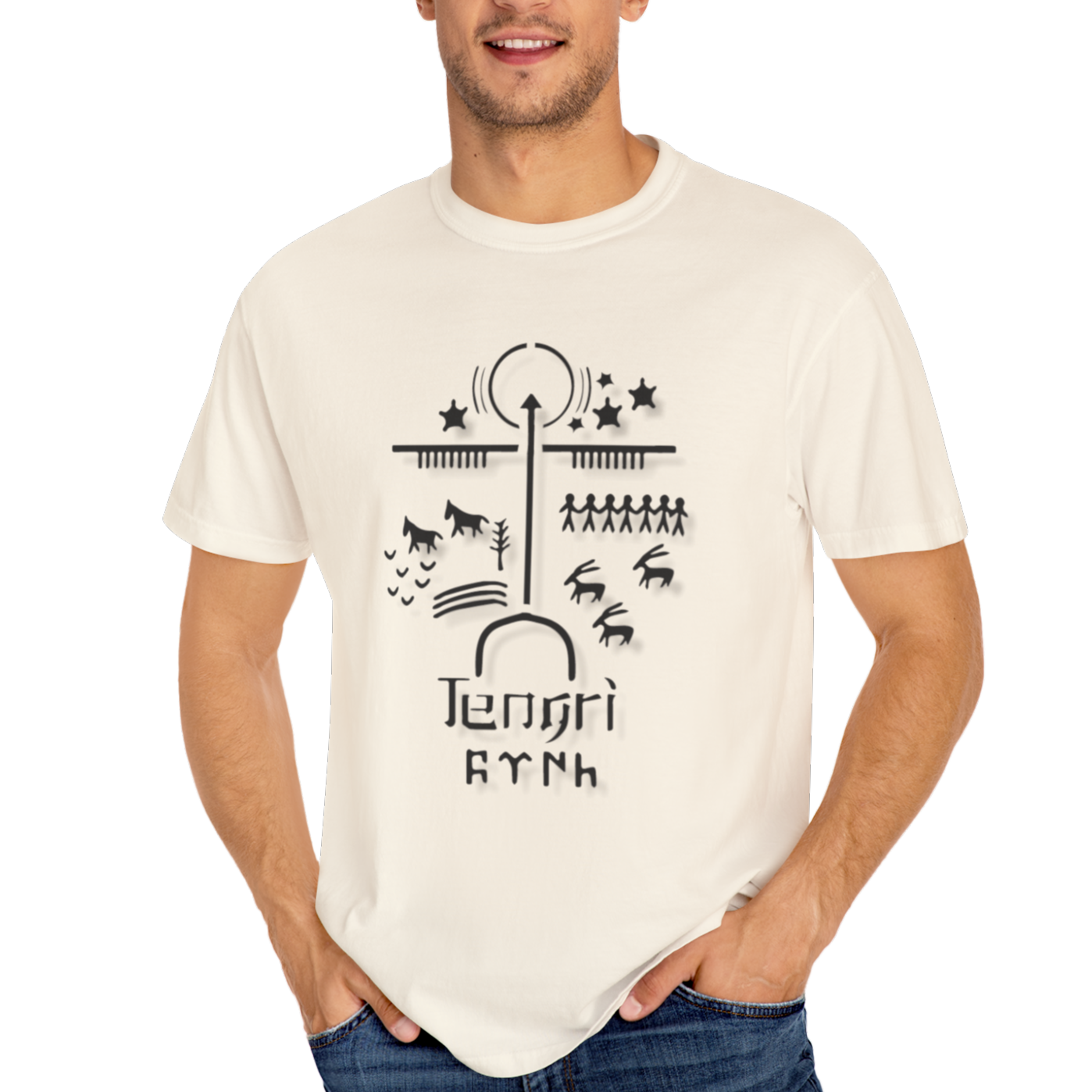 Tengri Symbol Unisex Garment-Dyed T-Shirt -TAN101