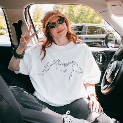 🐎 “Two Horses” Unisex Garment-Dyed T-Shirt – TAN114