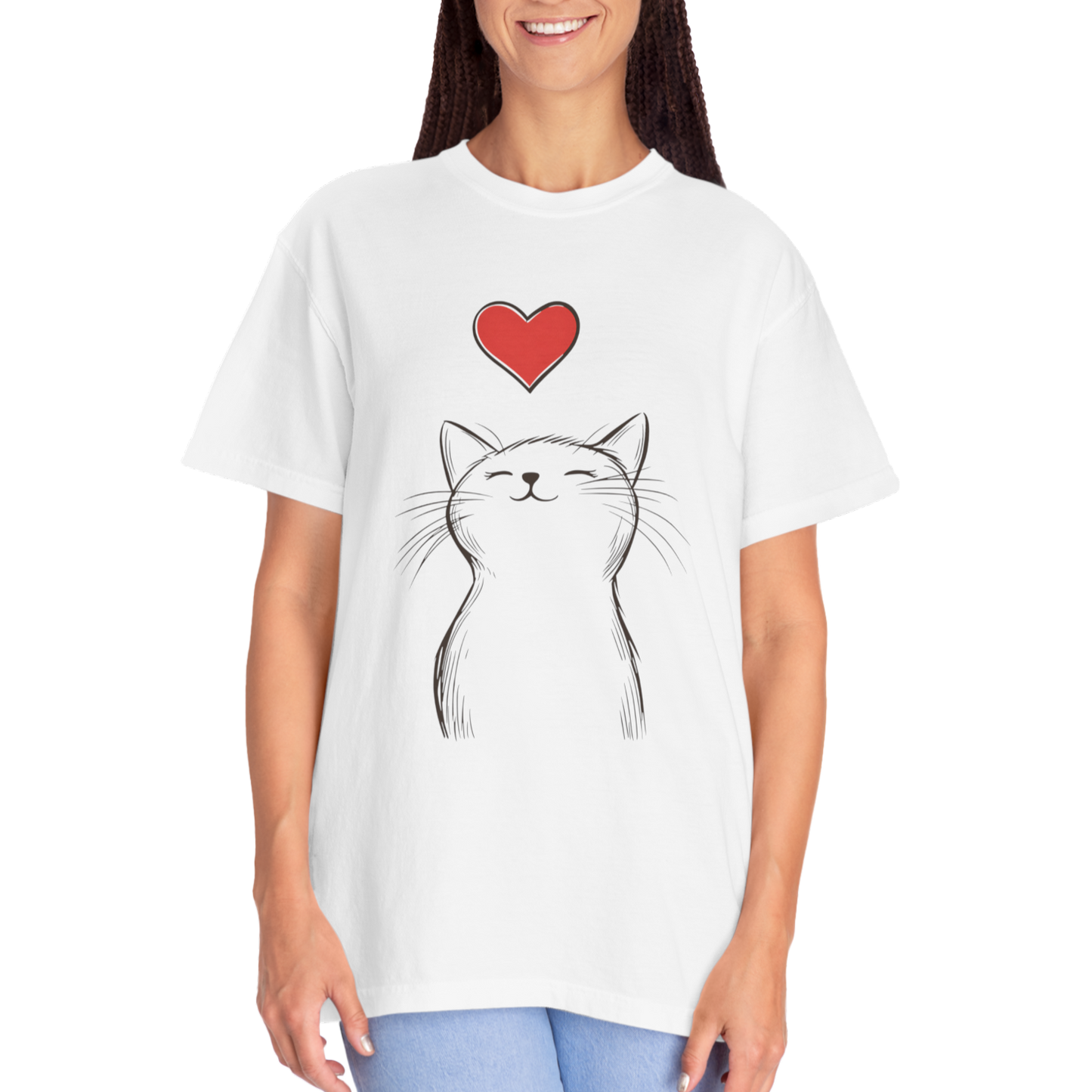 🐱 “Cute Cat Love” Unisex Garment-Dyed T-Shirt - TAN111