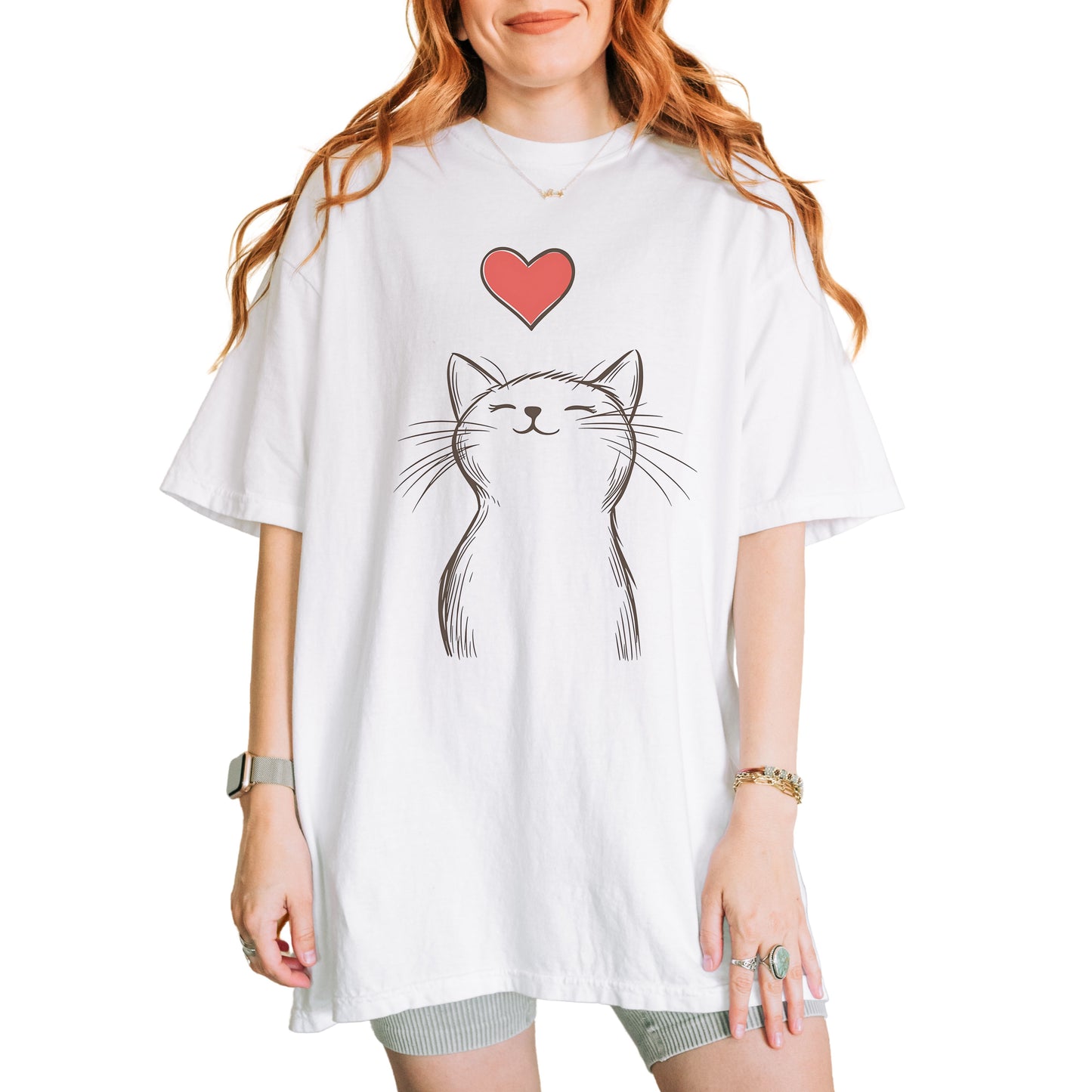 🐱 “Cute Cat Love” Unisex Garment-Dyed T-Shirt - TAN111