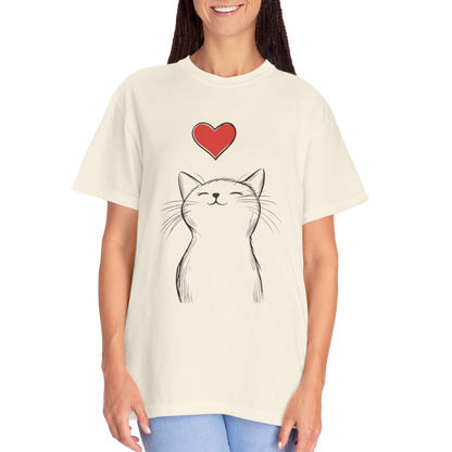 🐱 “Cute Cat Love” Unisex Garment-Dyed T-Shirt - TAN111