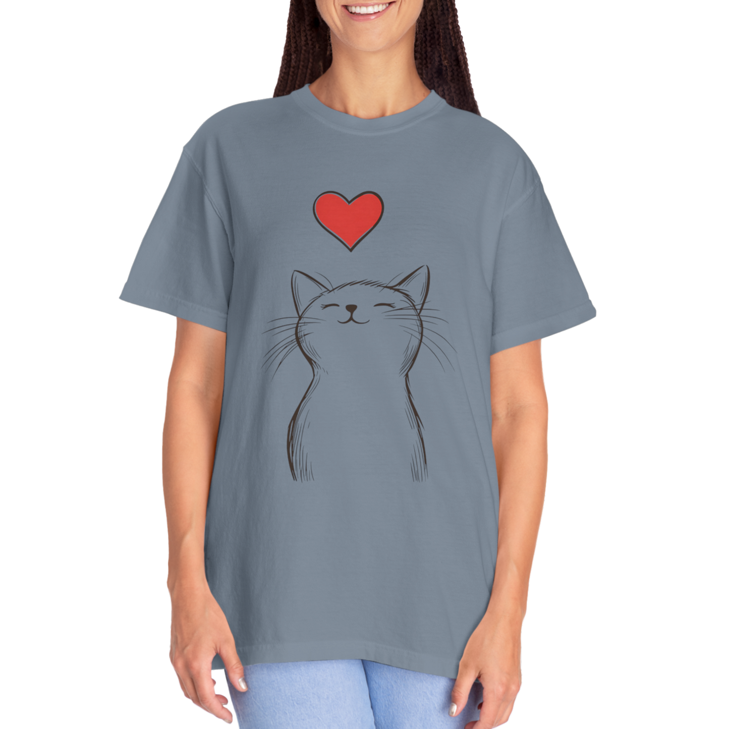 🐱 “Cute Cat Love” Unisex Garment-Dyed T-Shirt - TAN111