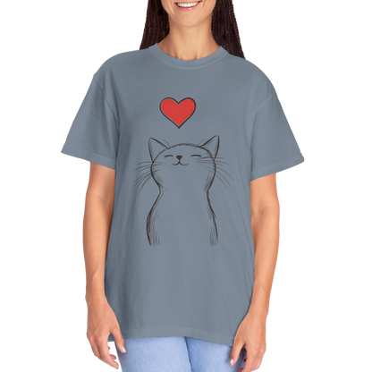 🐱 “Cute Cat Love” Unisex Garment-Dyed T-Shirt - TAN111
