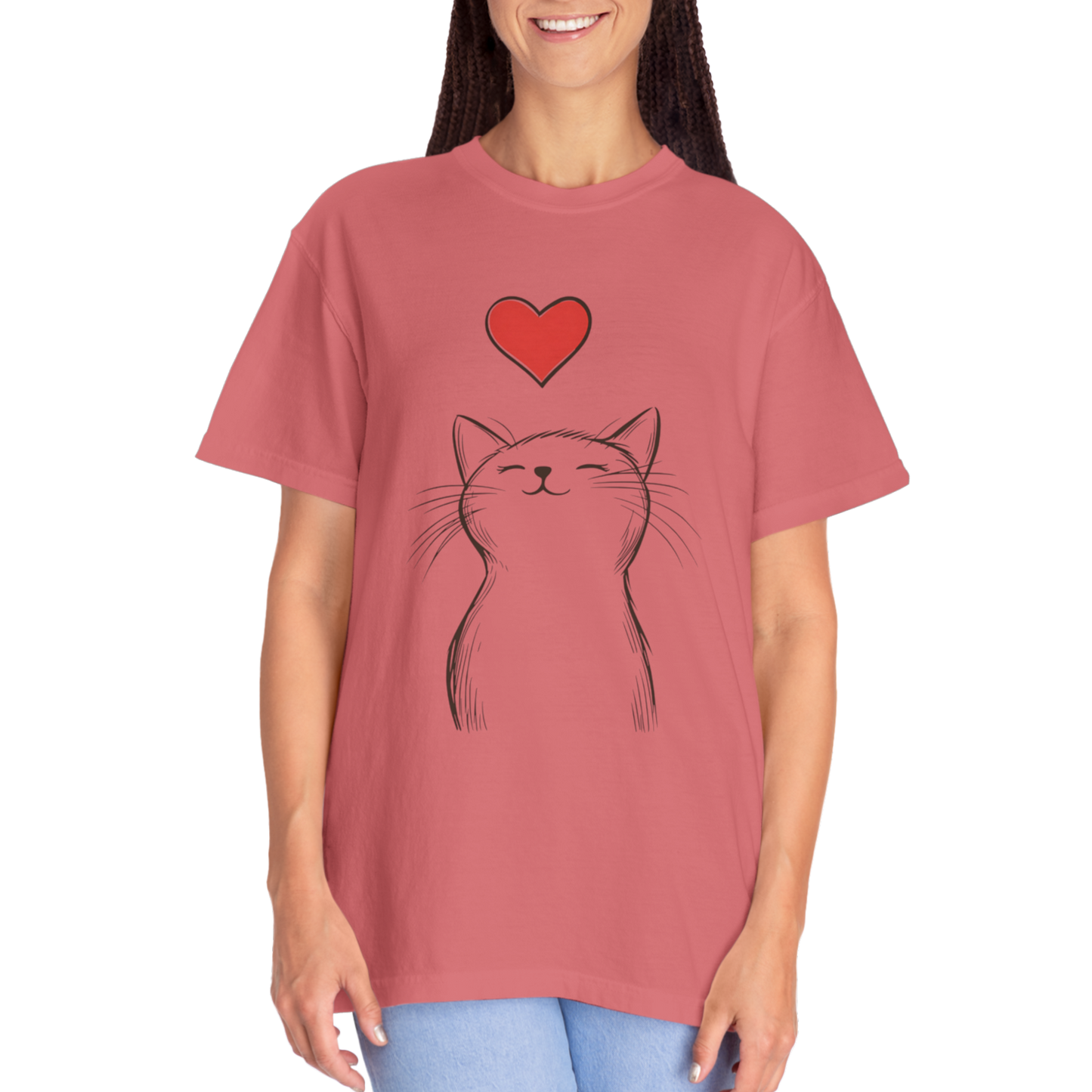 🐱 “Cute Cat Love” Unisex Garment-Dyed T-Shirt - TAN111