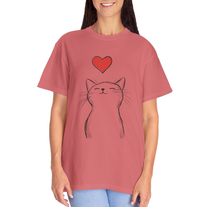 🐱 “Cute Cat Love” Unisex Garment-Dyed T-Shirt - TAN111
