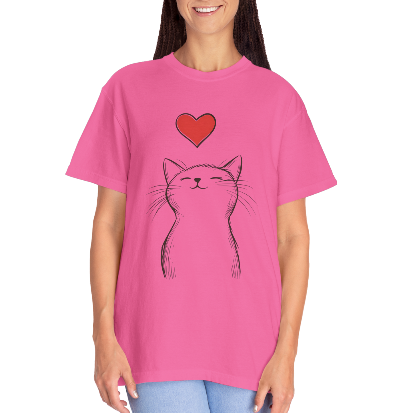 🐱 “Cute Cat Love” Unisex Garment-Dyed T-Shirt - TAN111