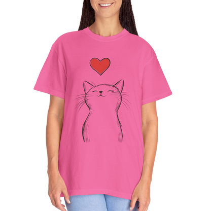 🐱 “Cute Cat Love” Unisex Garment-Dyed T-Shirt - TAN111