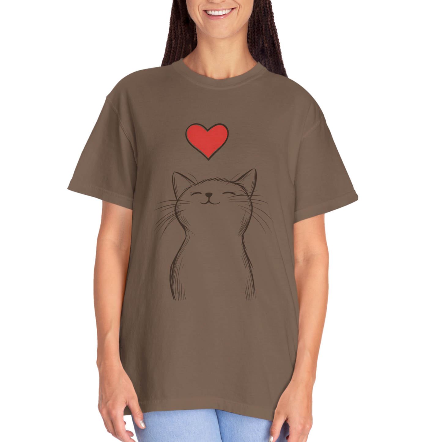 🐱 “Cute Cat Love” Unisex Garment-Dyed T-Shirt - TAN111