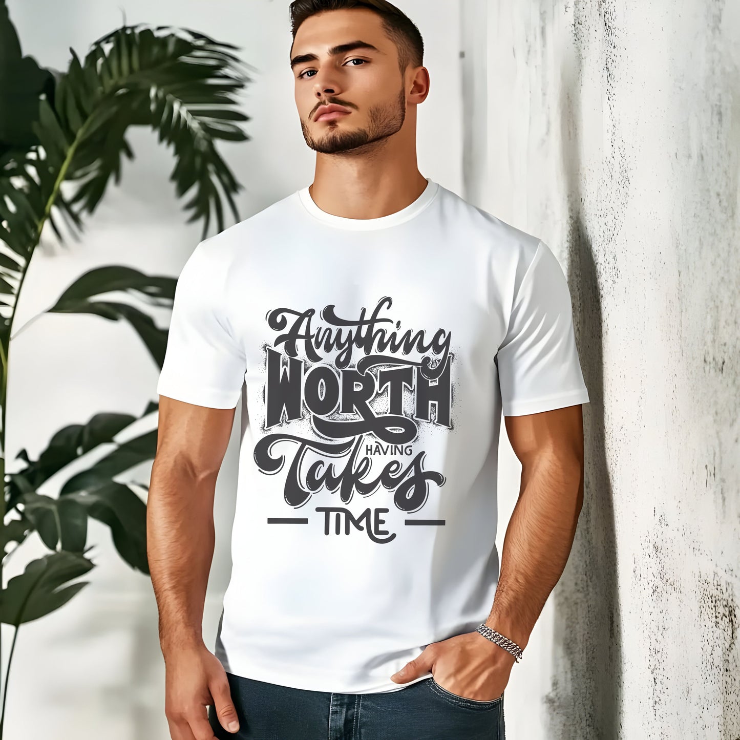 Anything Worth Takes Time - Unisex Garment-Dyed T-Shirt -TQT105