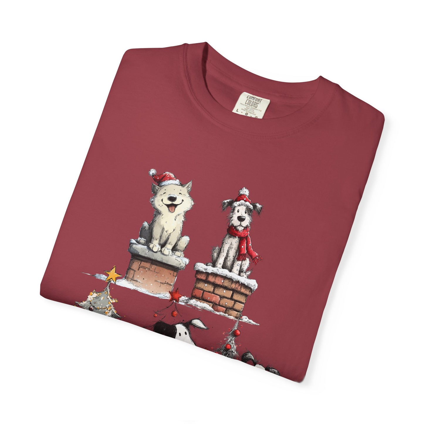 🐶 T-shirt unisexe teint en pièce « Noël pour chiens » - TC201