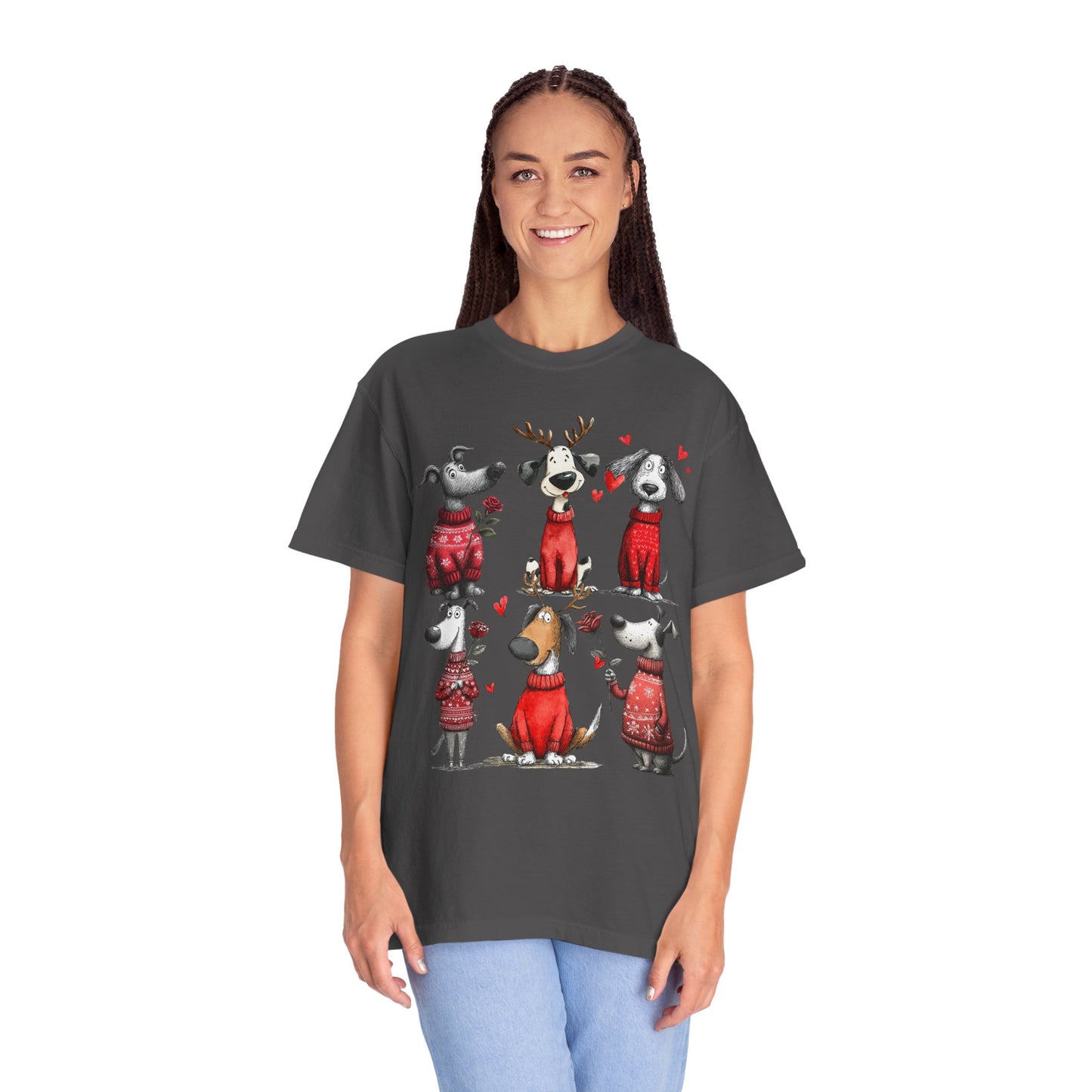 🐾 T-shirt unisexe « Noël pour chiens » teint en pièce - TC202