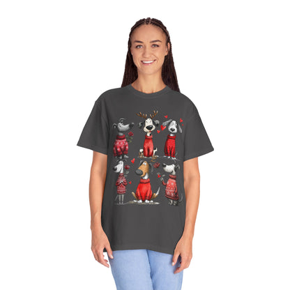 🐾 T-shirt unisexe « Noël pour chiens » teint en pièce - TC202