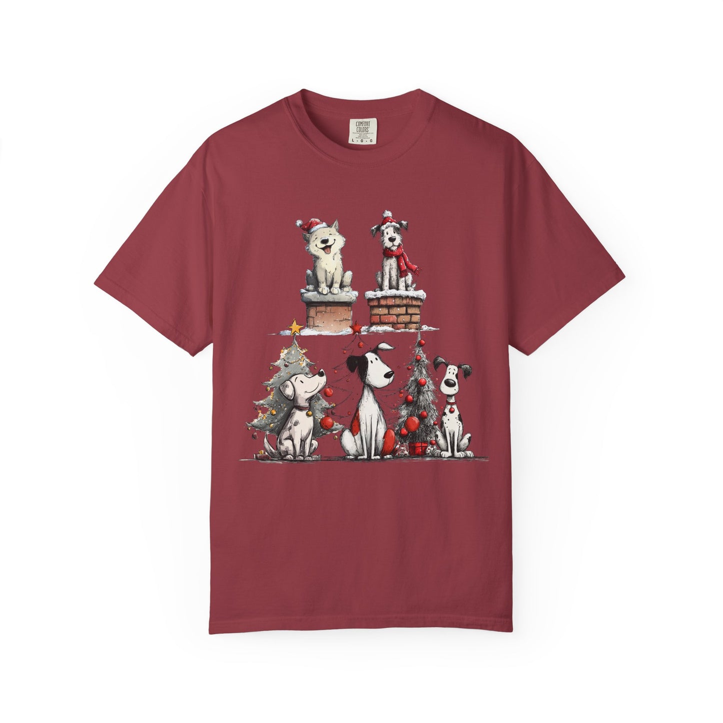🐶 T-shirt unisexe teint en pièce « Noël pour chiens » - TC201