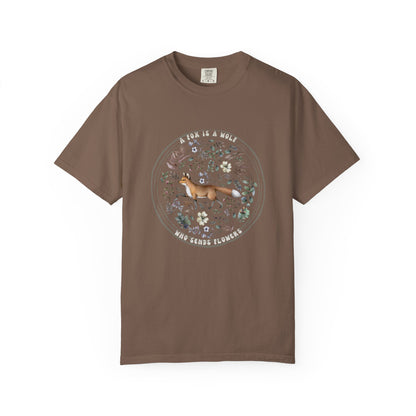 🦊“The Fox Is a Wolf Who Sends Flowers” - Unisex Garment-Dyed T-Shirt -TAN115