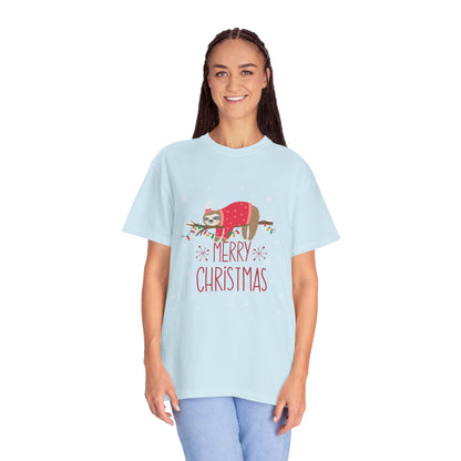 🎄 T-shirt unisexe teint en pièce « Joyeux Noël » - TC401