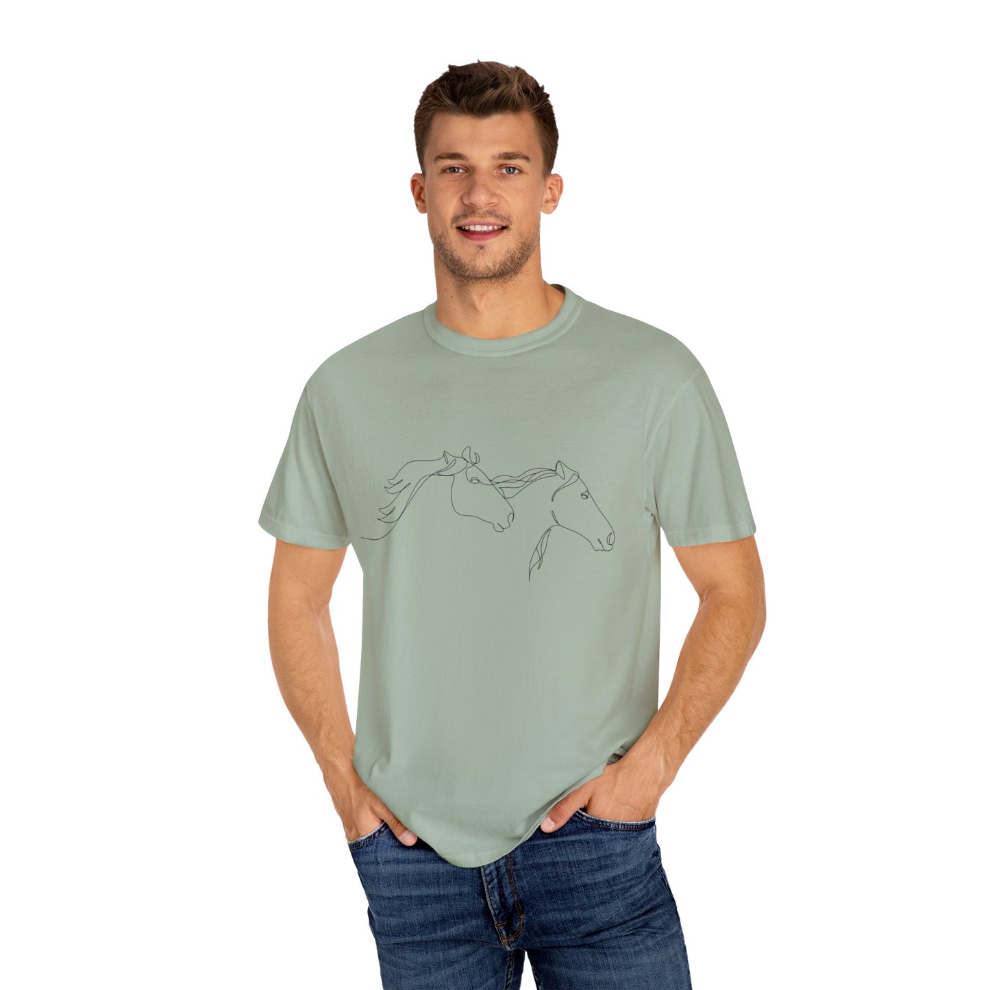 🐎 “Two Horses” Unisex Garment-Dyed T-Shirt – TAN114