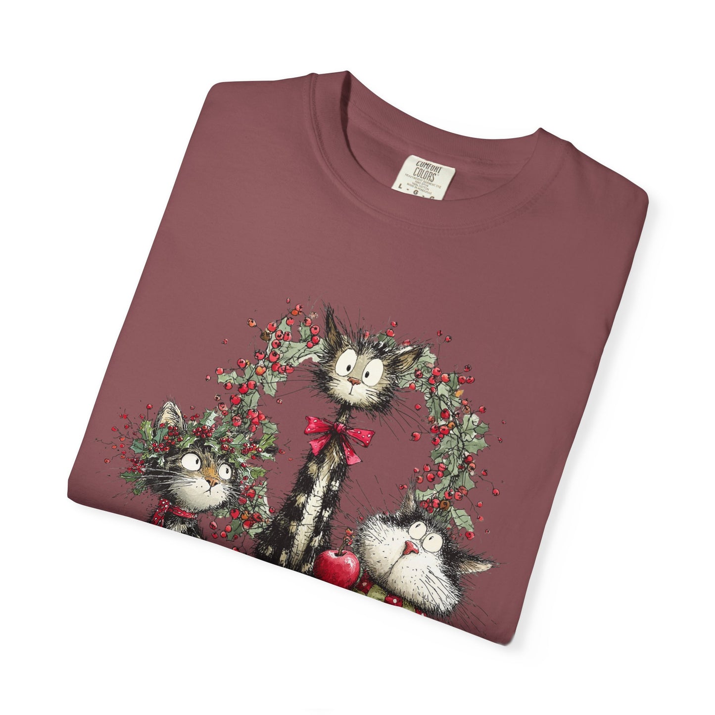 🐾 “Meowvy Christmas” Unisex Garment-Dyed T-Shirt - TC303